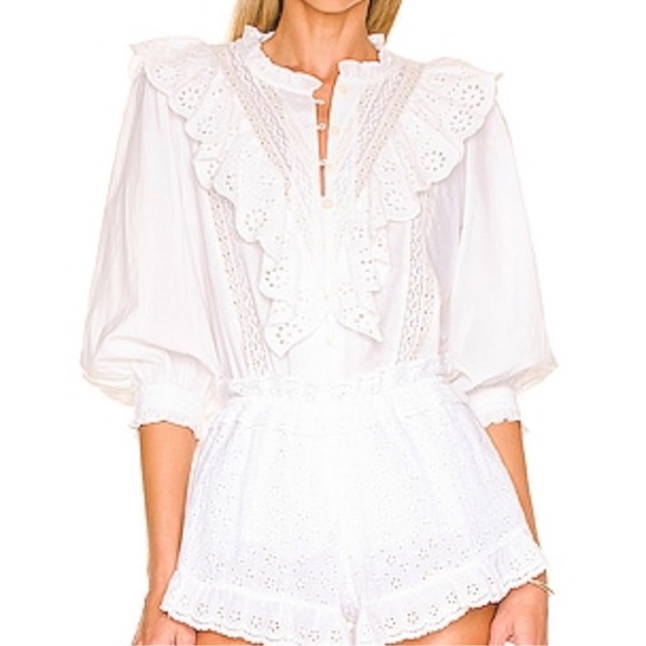 Show Me Your MuMu Tops - SHOW ME YOUR MUMU French Blouse in White Eyelet